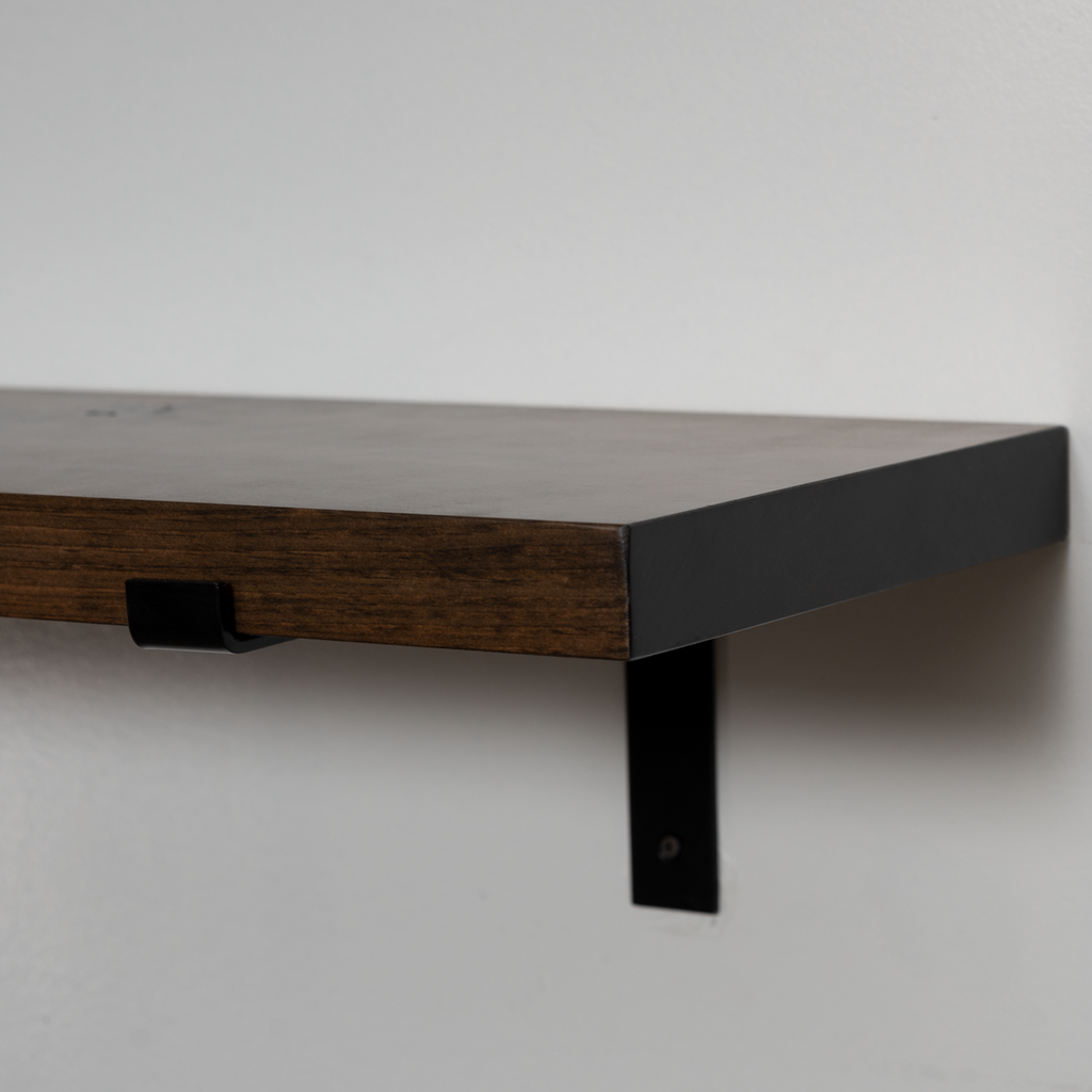 Rustic Pine Shelves with Architectural Brackets
