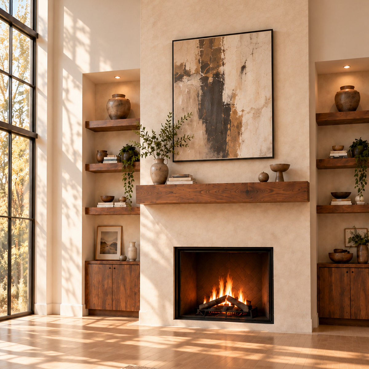 NEW Walnut Hardwood Fireplace Mantel