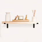 Unfinished Rustic Wood Shelf with Z Brackets
