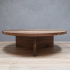living room round walnut coffee table 