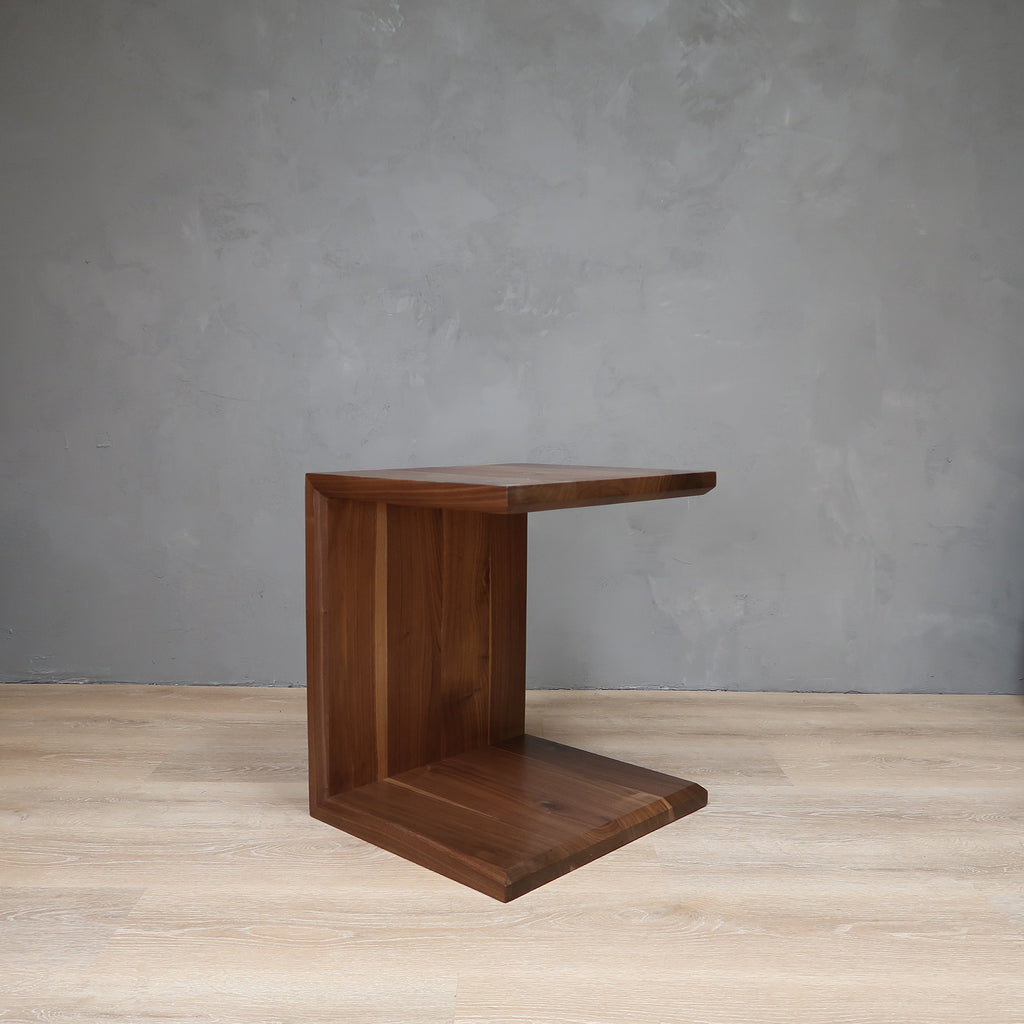 Walnut Wood End Table C Shape