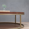 Round Wood Walnut Coffee Table with Gold Metal Base