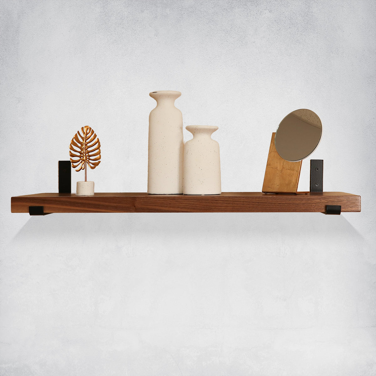 Walnut Shelf with J Brackets in Kitchen