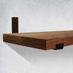 Custom Walnut Wood Shelf with L Brackets in Kitchen