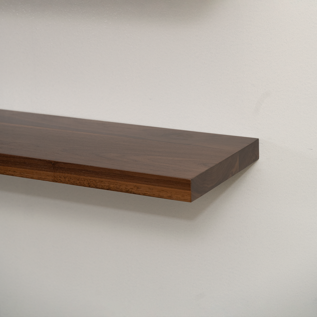 Walnut Wood Floating Shelf on a wall 