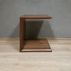 Small Walnut Wood Side Table C Shape