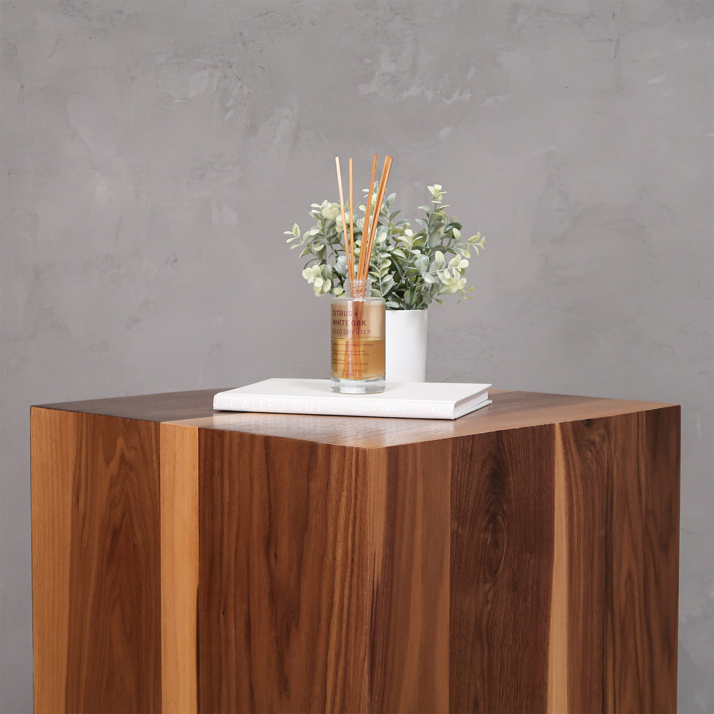 Small Walnut Wood Box Side Table