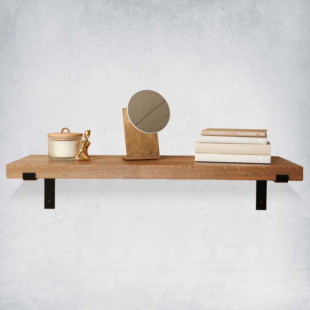Custom White Oak Wood Shelves with Z Brackets
