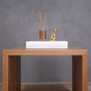 Decorated White Oak Wood Waterfall Side Table