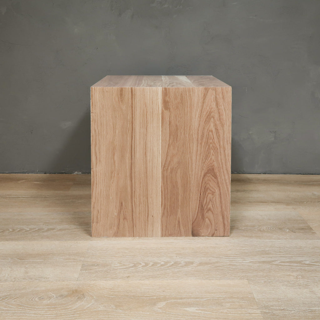 Unfinished White Oak Wood Square Side Table