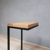 Natural White Oak Wood Side Table C Shape with Black Metal Base