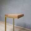 Natural White Oak Wood Side Table C Shape with Gold Metal Base