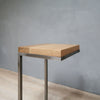 Natural White Oak Wood Side Table C Shape with Grey Metal Base
