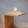 White Oak Wood Side Table C Shape