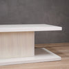 2-Level White Rectangular Wood Coffee Table With Square Base