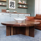 round living room coffee table with Y base