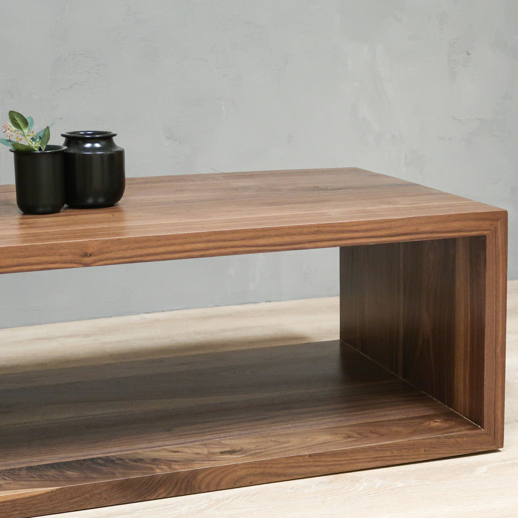 Modern Walnut Wood Square Coffee Table