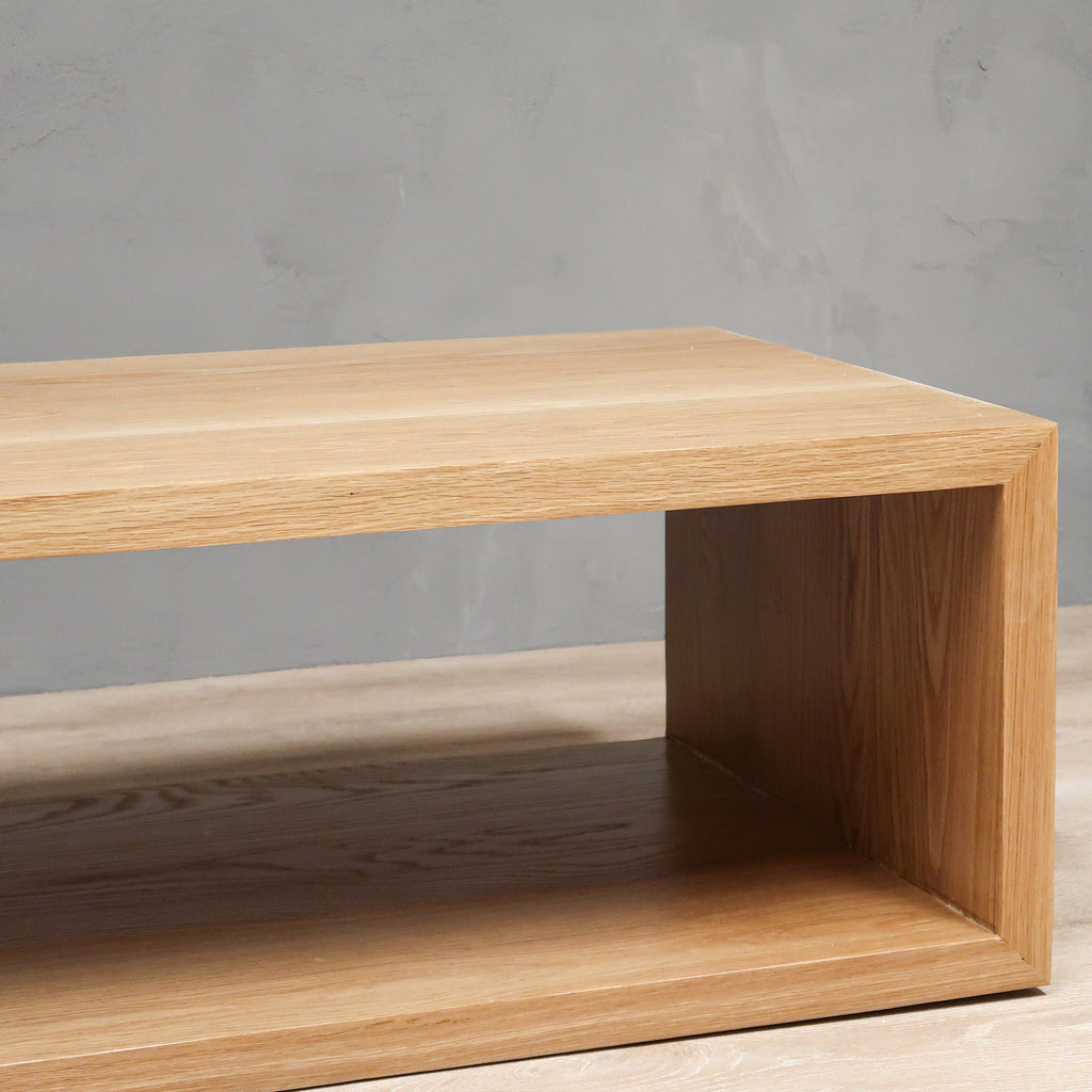 Modern White Oak Wood Square Coffee Table