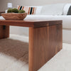 Modern Walnut Wood Waterfall Coffee Table in Living Room