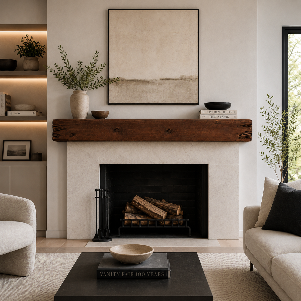 Distressed Pine Fireplace Mantel