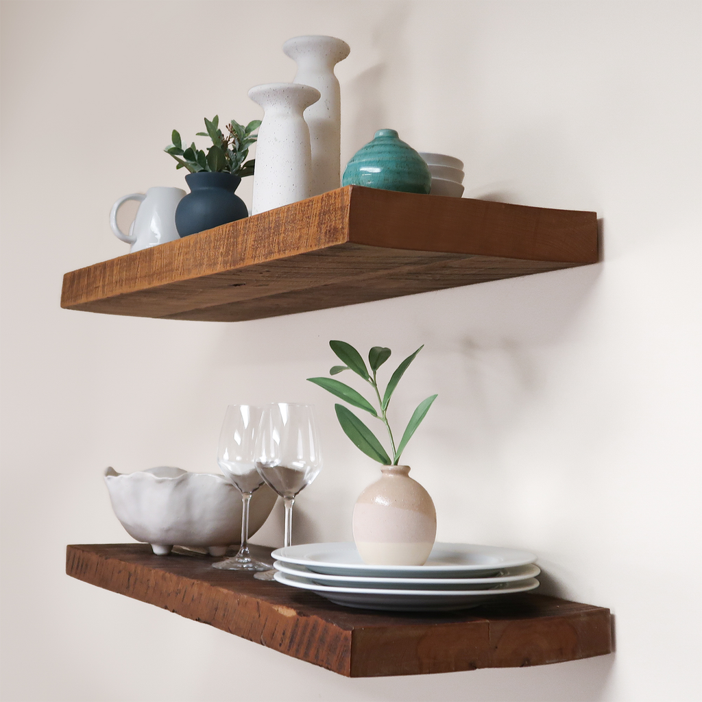 Handcrafted Modern 3 Thick Floating Shelves, Urbandi