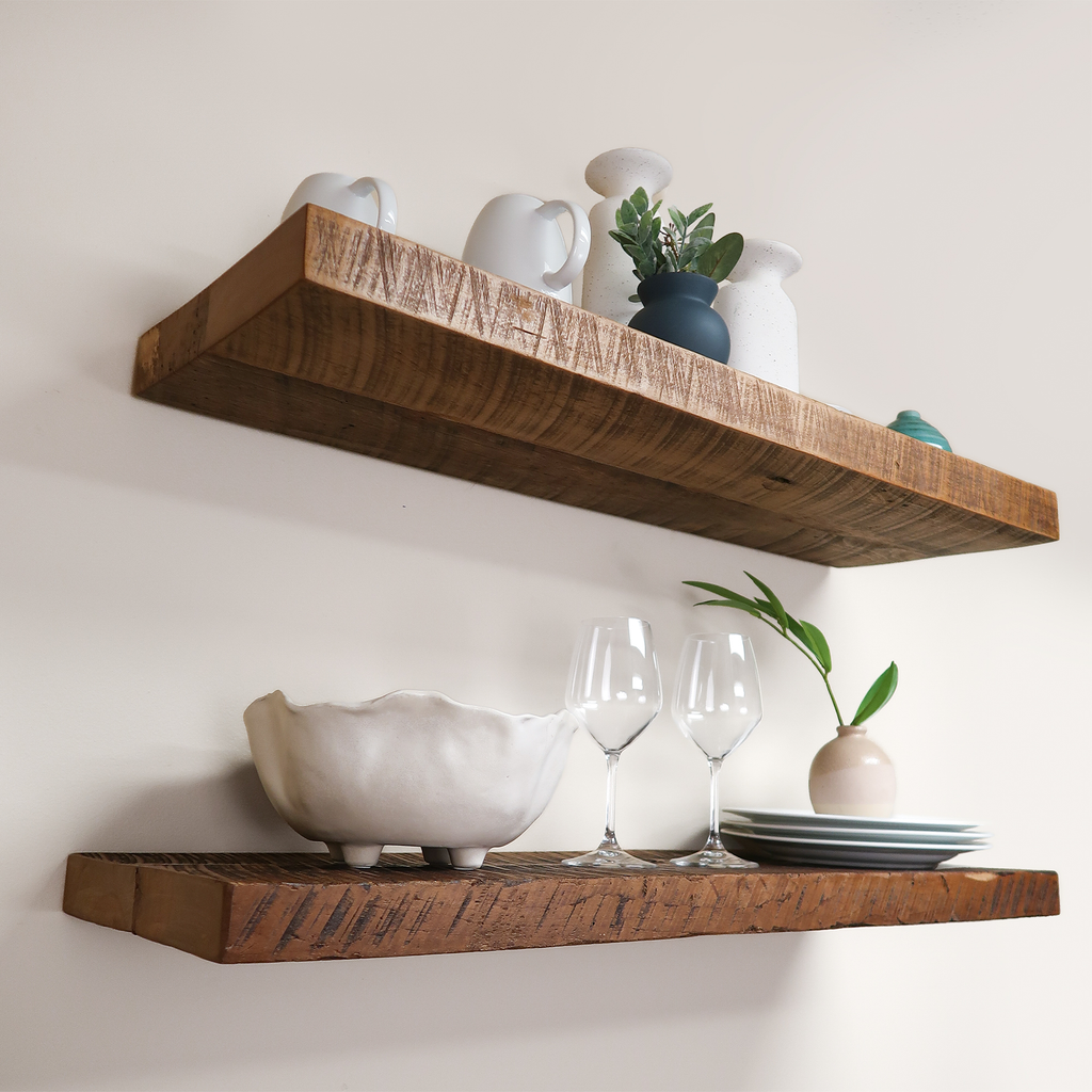Reclaimed top wood shelves