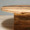 Round Reclaimed Wood Coffee Table With Square Base