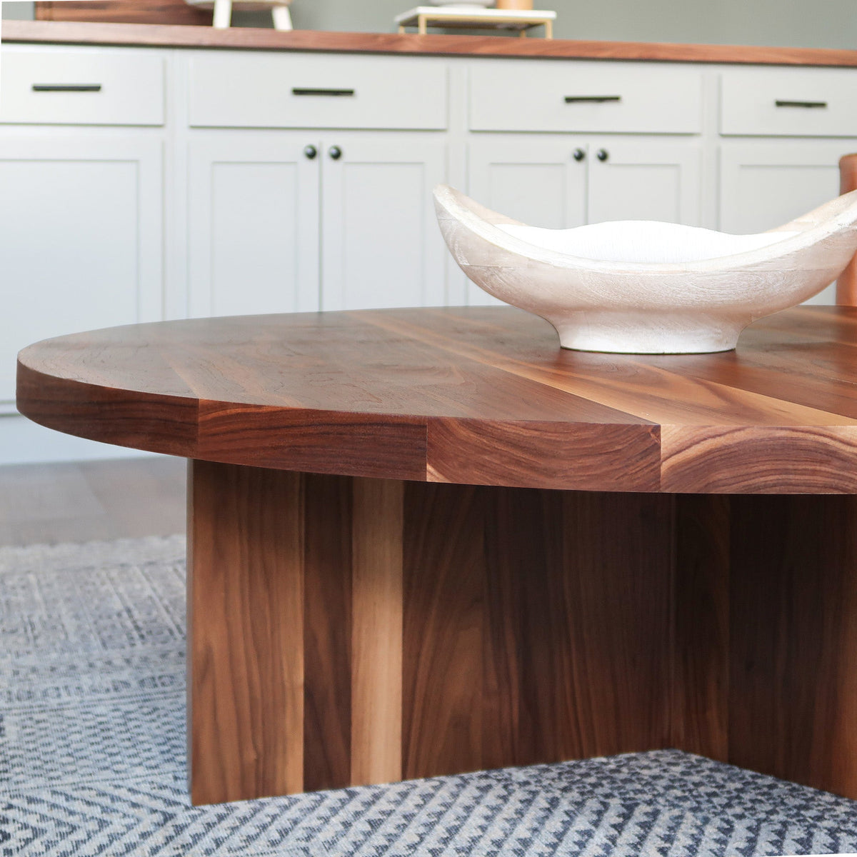 round walnut coffee table 
