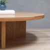 Large Round White Oak Wood Coffee Table with Y Base