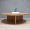Modern Round White Oak Wood Coffee Table with Y Base