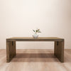 Rustic Wood Waterfall Coffee Table in Aged Barrel Color