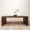 Rustic Wood Waterfall Coffee Table in Jacobean Color