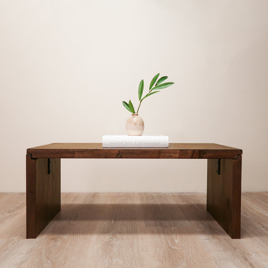 Rustic Wood Waterfall Coffee Table in Provincial Color