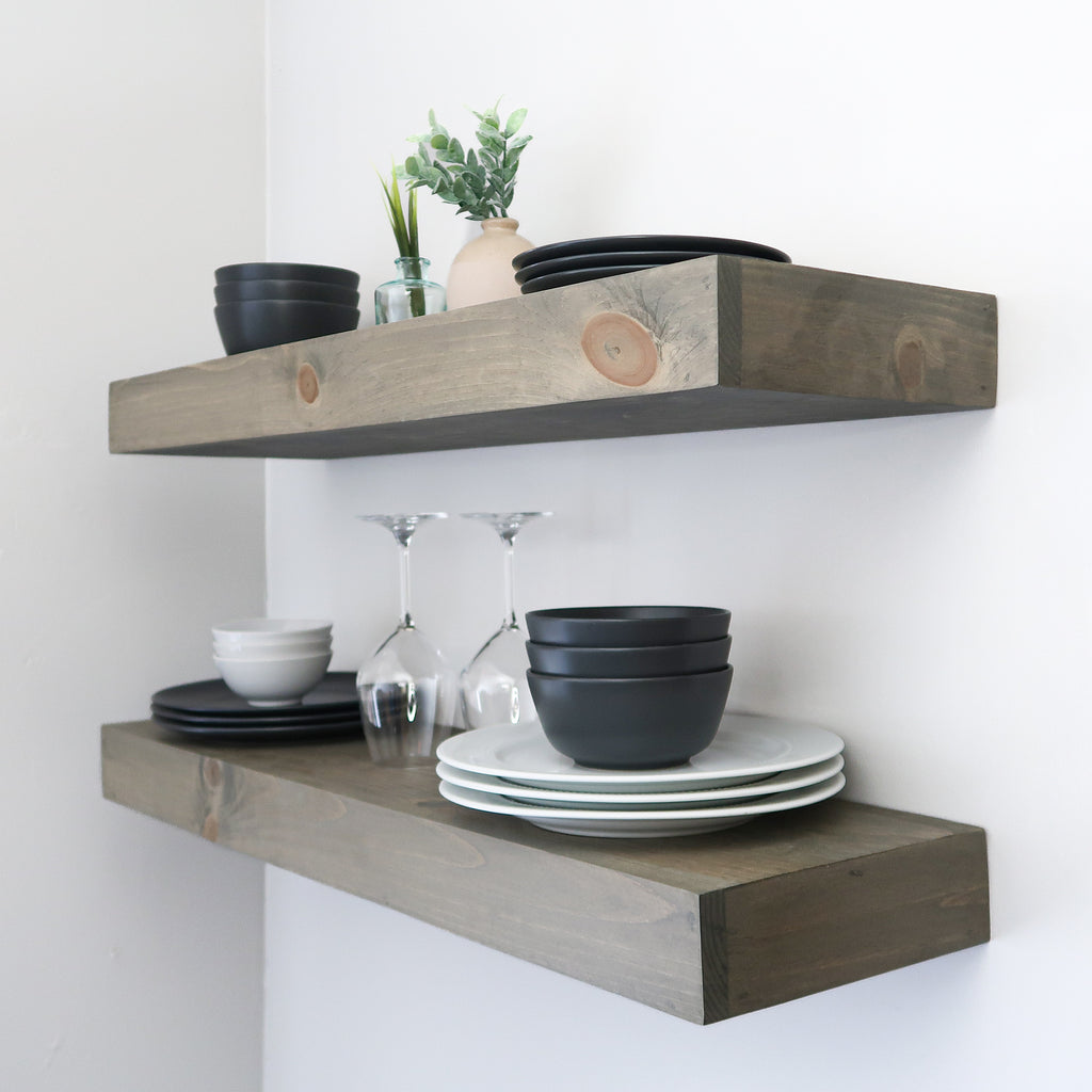 Three Inch Contemporary Wood Thick Floating Shelves