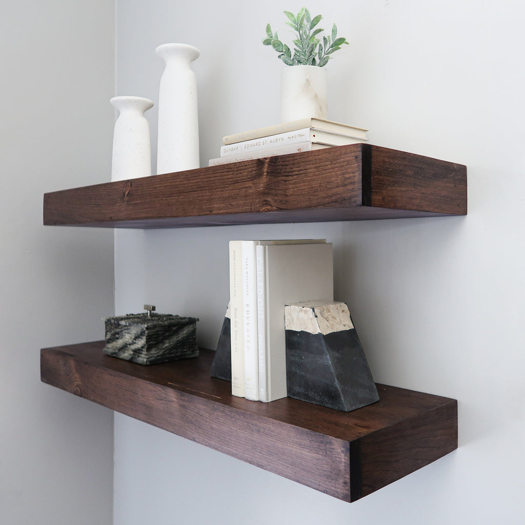 3 inch Thick Floating Shelves in Living Room