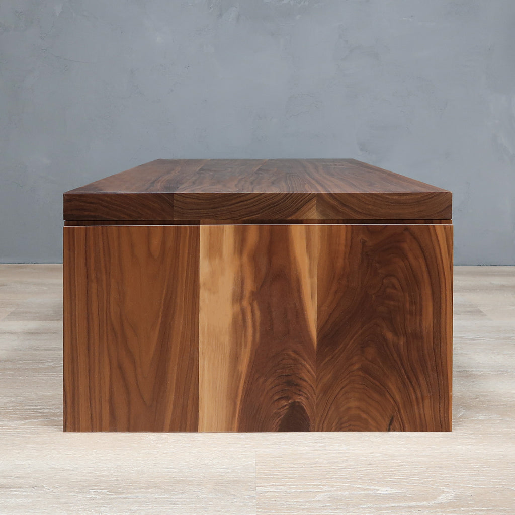 Contemporary Walnut Wood Waterfall Coffee Table