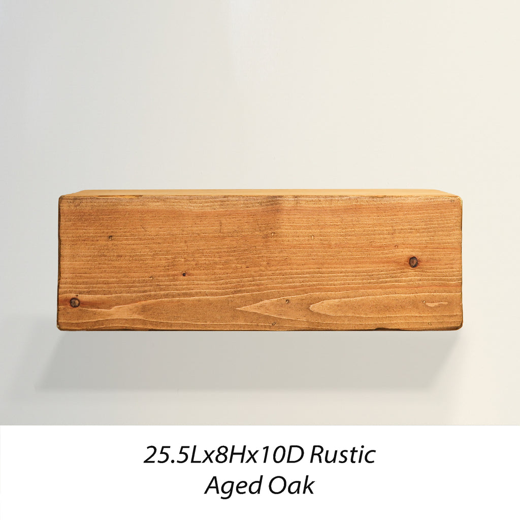 Rustic Fireplace Mantel Aged Oak 25.5x8x10