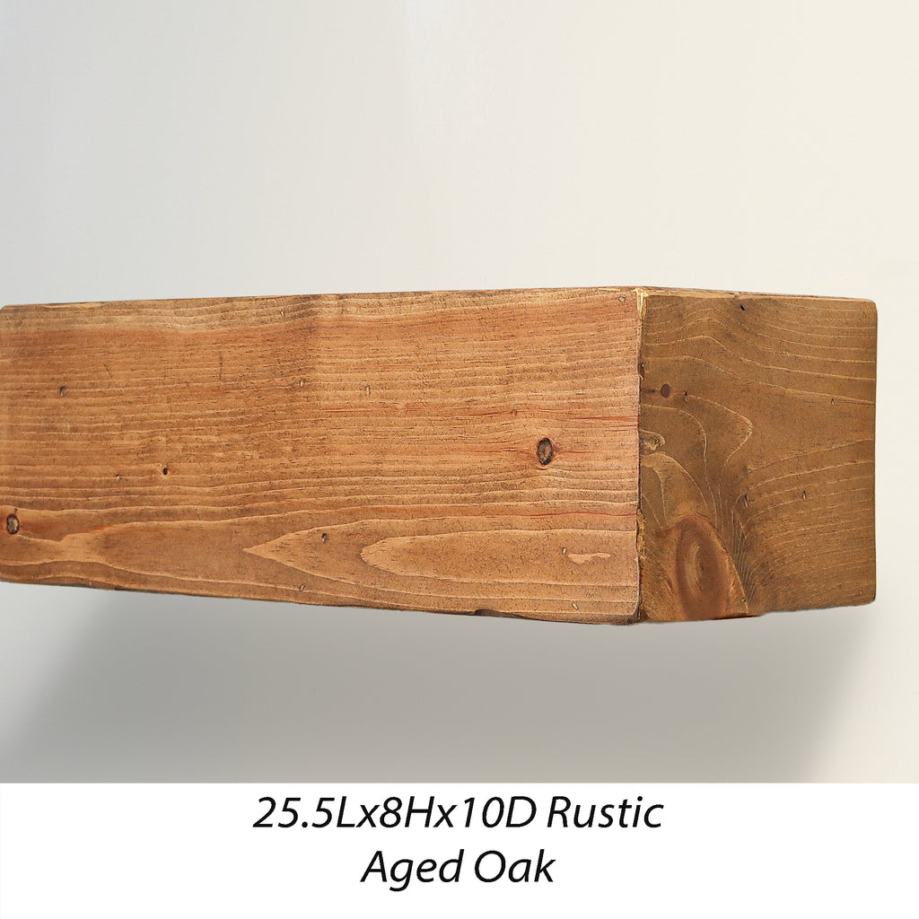 Rustic Fireplace Wood Mantel Aged Oak 25.5x8x10