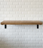 Modern Wood Ash Shelf with Bracket in Aged Oak Color Style