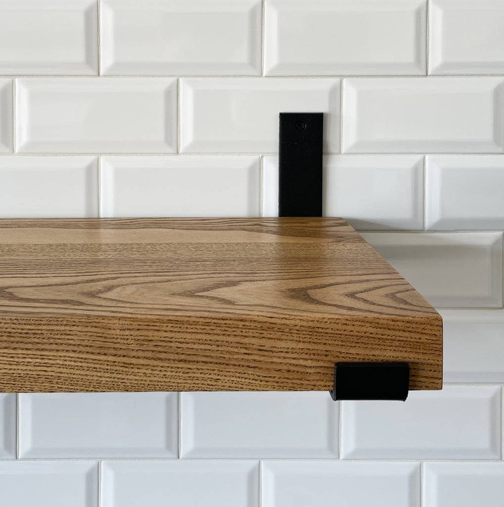Wood Ash Shelf with Bracket in Aged Oak Color Style