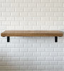Modern Wood Ash Shelf with Bracket in Aged Oak Color Style