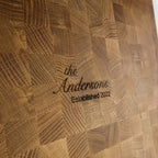Engraved Custom White Oak Wood Cutting Board in Kitchen