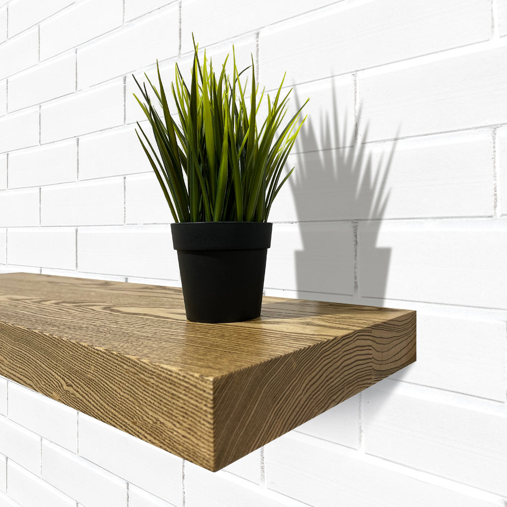 Ash Wood Floating Shelf Aged Oak Color Style