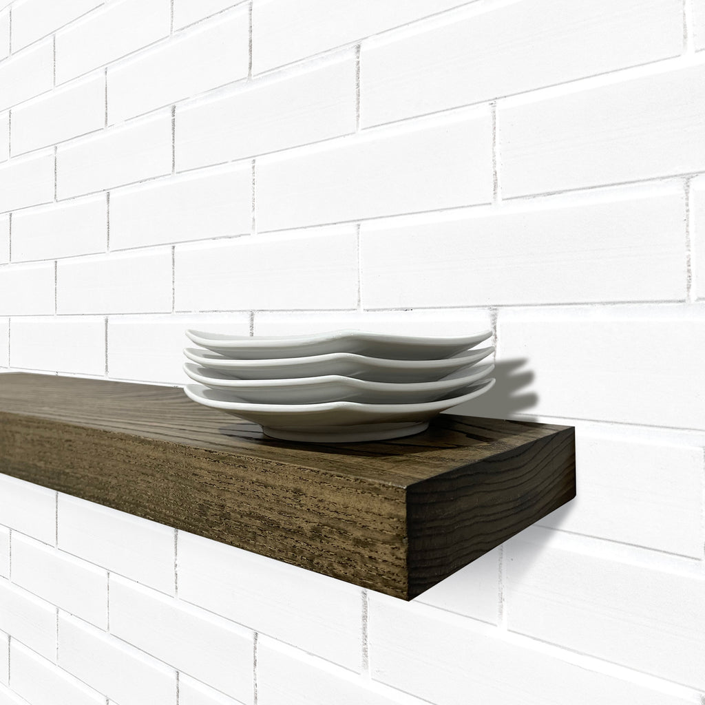 Ash Wood Floating Shelf Jacobean Color Style