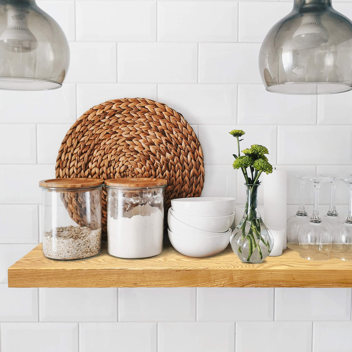 Kitchen Ash Wood Floating Shelf