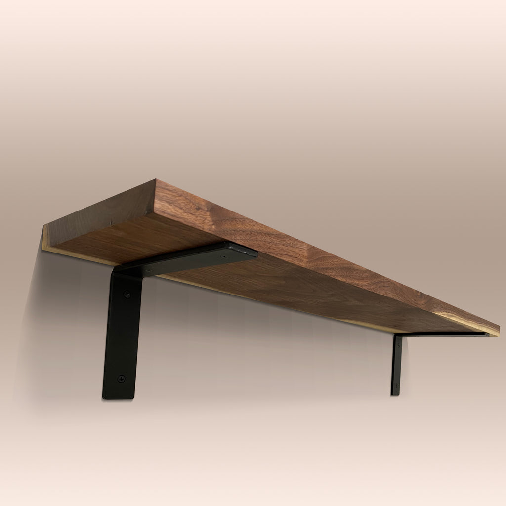 Wall Wooden Shelf with L Brackets