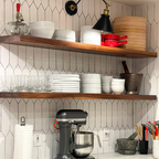 Wall Walnut Wood Floating Shelves in Kitchen