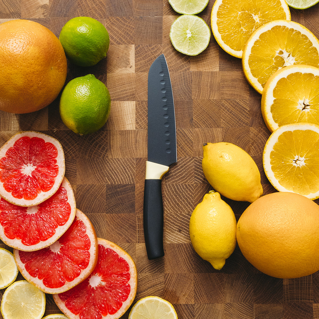 Chopped Fruits on Custom White Oak Wood Cutting Board in Kitchen