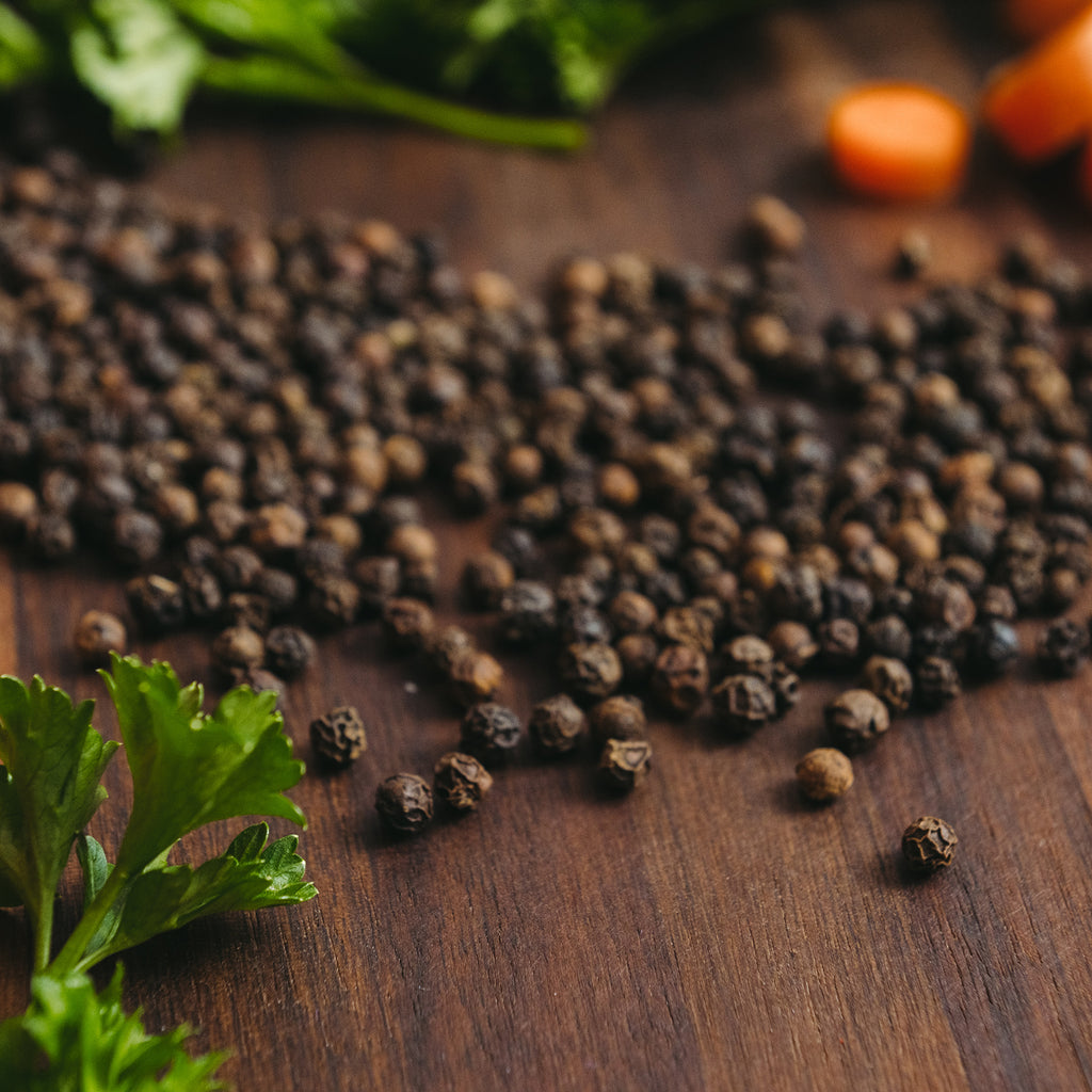 Black Pepper on Custom Walnut Wood Cutting Board