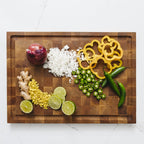 Cooking on Custom White Oak Wood Cutting Board in Kitchen